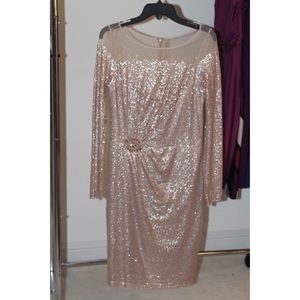 David Meister Sequin Illusion Sheath Dress
